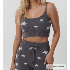 Garage plush tank and shorts set (grey stars)